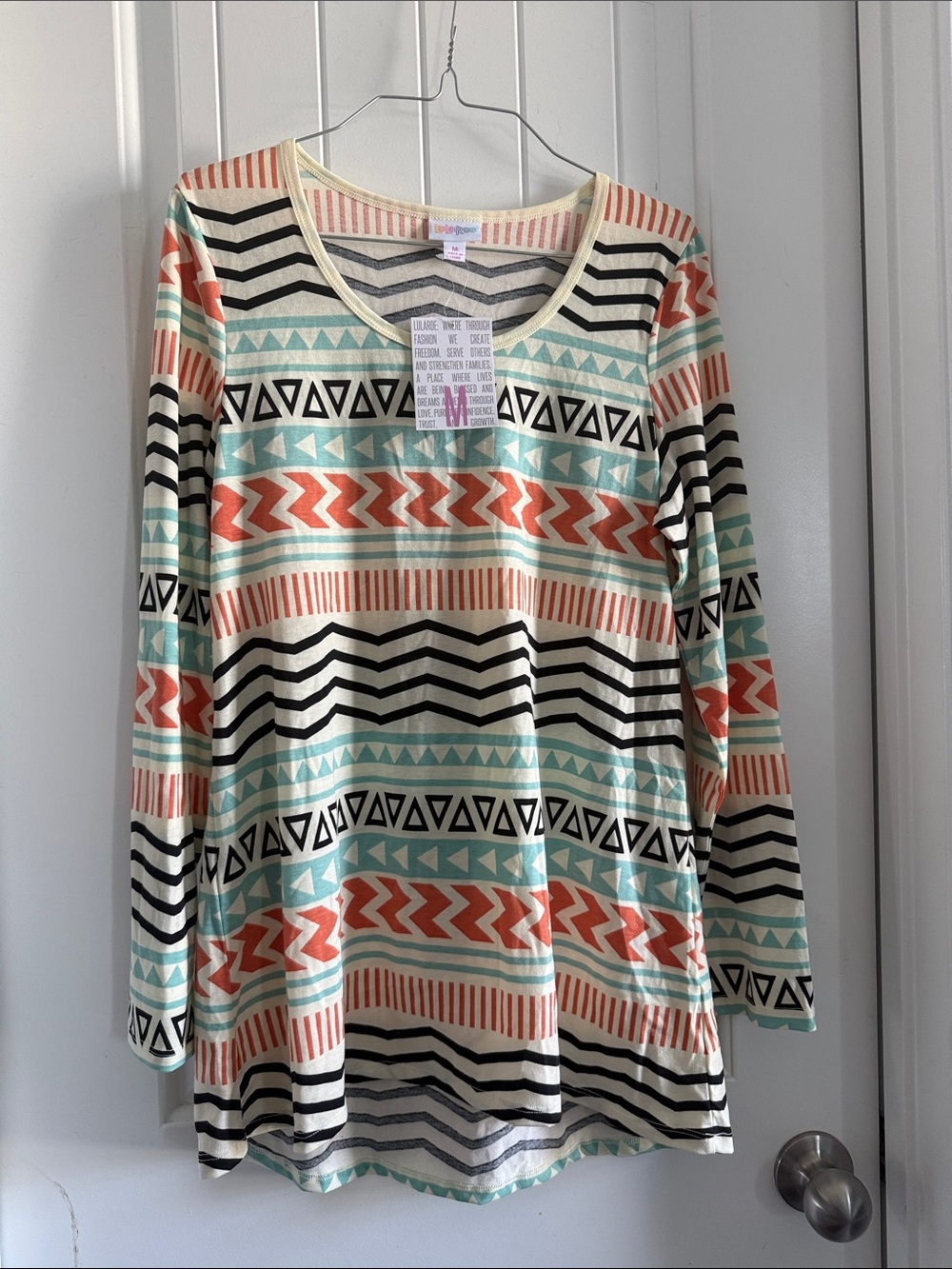 LuLaRoe Lynnae Multi-Color Aztec Stripe Long Sleeve Top